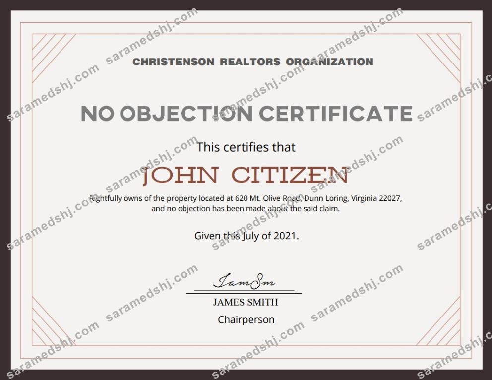USA No Objection cert